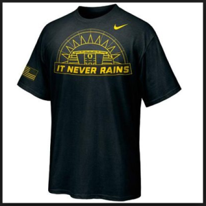 Because "It Never Rains in Autzen Stadium." Which is the biggest bullshit ever, but it just proves that we don't even believe rain happens.
